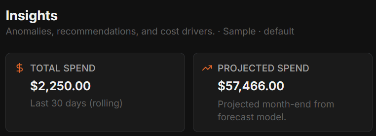 FinOptX spend insights preview